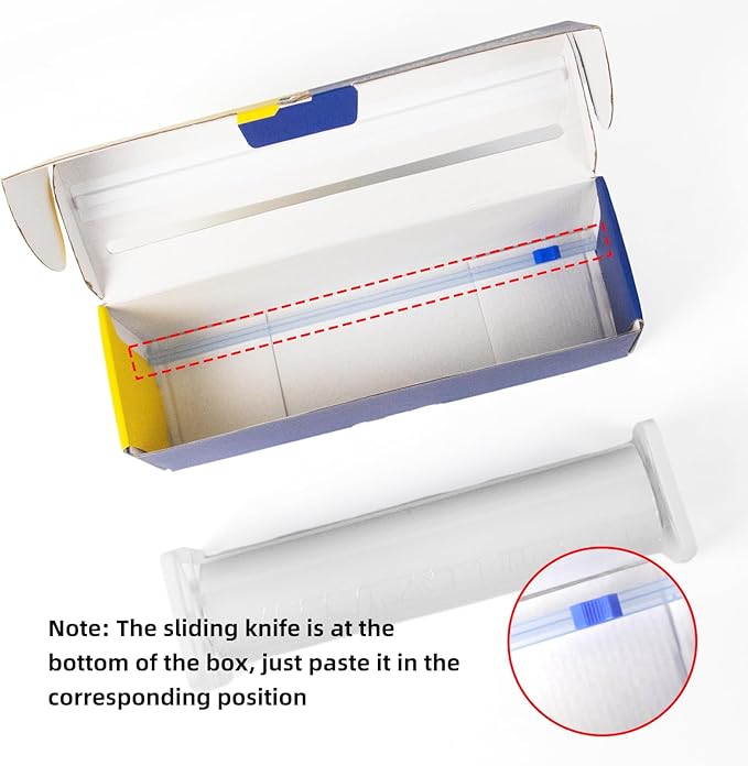 KAMMAK Plastic Wrap with Slide Cutter - 12 Inch Food Service Cling Film Roll - Clear Refillable Stretch Film - 1000 SQ FT Wrap - Bulk Quick Cut for Restaurant, Kitchen