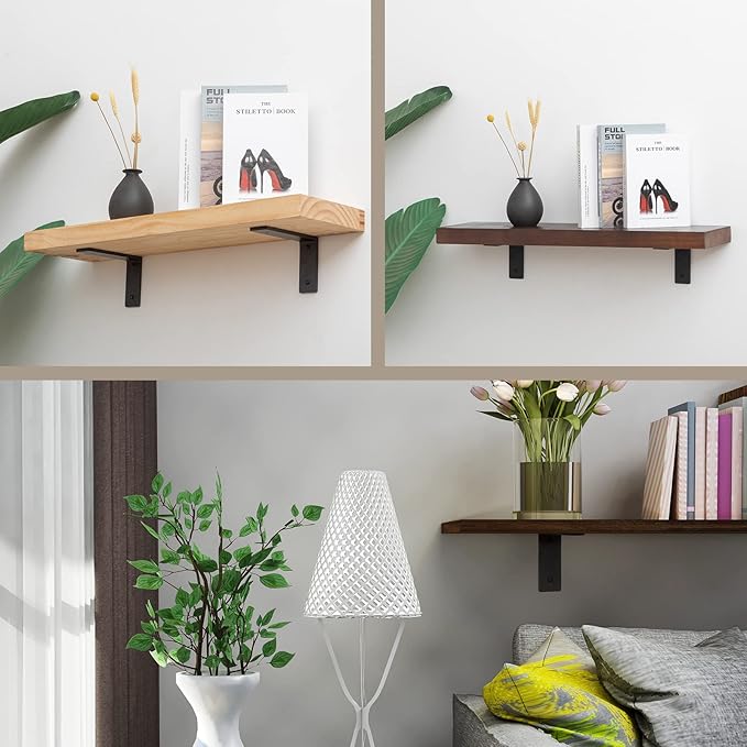 6"x 4"Shelf Brackets,L Shelf Brackets, die-cast Formation, Vertical Angle, Premium Alloy Metal Heavy Duty Shelf Bracket, high Strength Mounting Hardware Included, Corner Brace Joint,Pack of 4