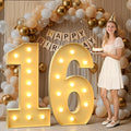 Mixifox 4FT Marquee Numbers 16, Large Light up Number 16 for Birthday Party Supplies, Sign, Backdrop, Happy 16th Birthday Decorations for Sweet 16 Years Old