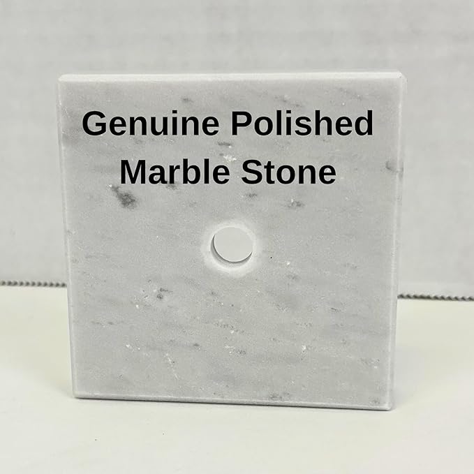 Genuine Marble Trophy Base – Polished Beveled Display Stand with Center Hole, 3/4" Thick, Multiple Sizes for Awards, Crafts & 3D Prints (White Marble, 2x2 inch)