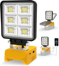 T-SUN Rechargeable LED Work Light, Portable Work Light Compatible with Dewalt 20V Battery, Cordless Flashlight Flood Light 52W 5200LM with USB &Type C Charger Port for Workshop, Garage Repair (1 Pack)