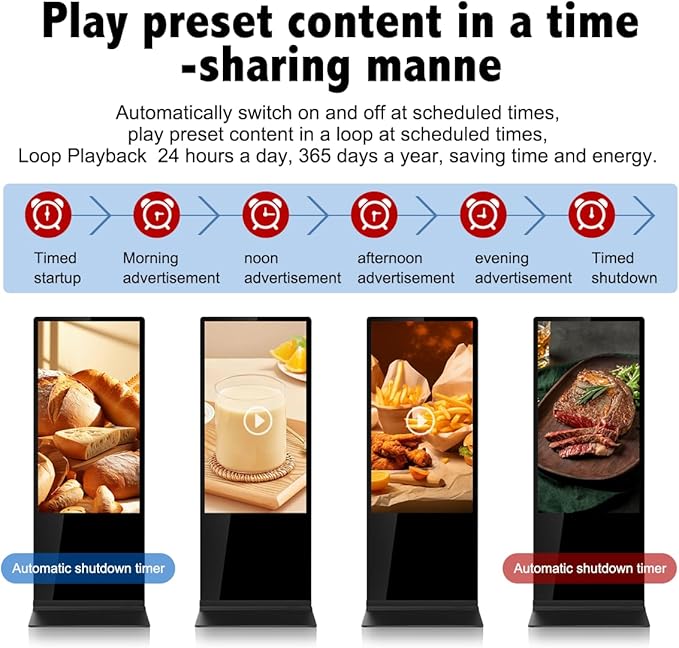 55 Inch Touchscreen Kiosk,Indoor Digital Signage Display,Floor Standing Advertising Kiosk Android System with WiFi HDMI/USB Input Auto AD Player (Touch Screen, 55 Inches)