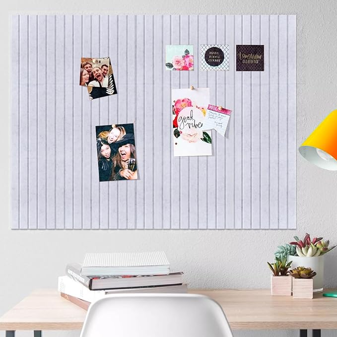 Large Felt Bulletin Board 23x47 Inch, 8pcs Peel and Stick Felt Wall Tiles Modern Push Pin Board for Wall Organization