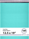 Teal 12.5x19.5 Inch Large Poly Bubble Mailers #6 | Padded Envelopes with Self Seal | Air Lined Cushioned Bubble Mailer | Usable Size 12.5x15 | 100 Pack Bulk | Lightweight shipping Bags
