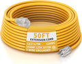 PLUGTUL 12 Gauge Extension Cord 50 Ft, Heavy Duty Outdoor Extension Cord Waterproof Lighted End SJTW, 3 Prong Grounded Plug for Safety, 15A 1875W, ETL Listed, Great for Garden and Home, Yellow