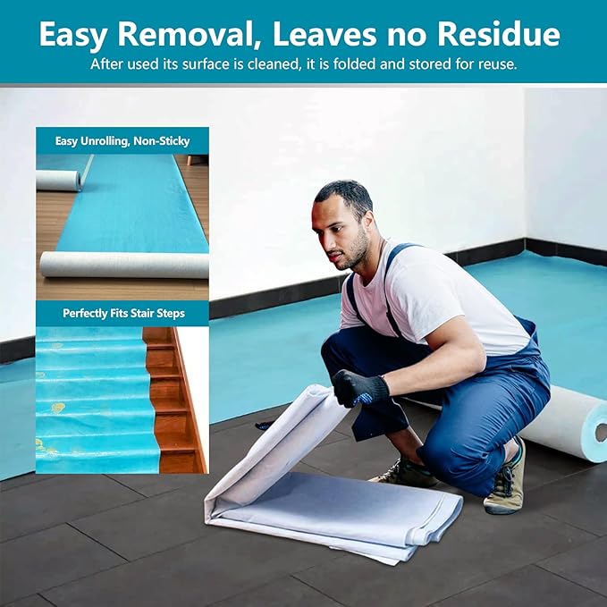 Temporary Floor Protection for Construction Projects, Floor Protection Film-Protects Hardwood, Tile, Carpet, Countertops, Bathtubs and More,Coverage of 325 SQFT (39.5''x100')