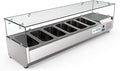 KoolMore SDC-6P-SG Condiment Prep Rail Station with Sneeze Guard, 59 Inch, Silver