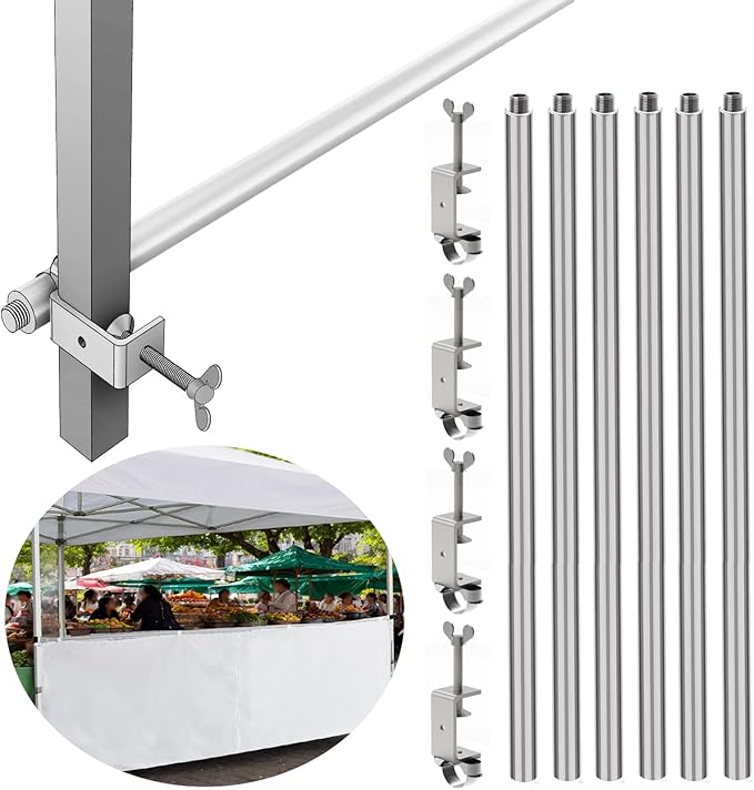 10ft Universal 3-Segment Canopy Tent Rail Bars for Pop-Up Canopy, Tent Half Wall Hardware Only, Cross Bars with Frame Connectors, Canopy Accessories, Set of 2