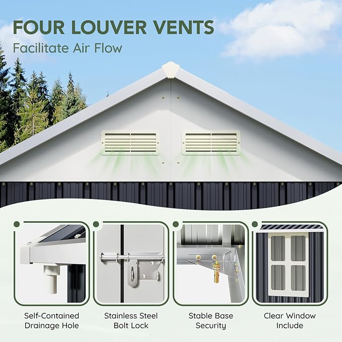 8x6 FT Outdoor Metal Storage Shed with Clear Window, Lockable Single Door, Weather-Resistant Garden Tool Shed for Backyard, Patio, and Lawn Equipment, Night Blue