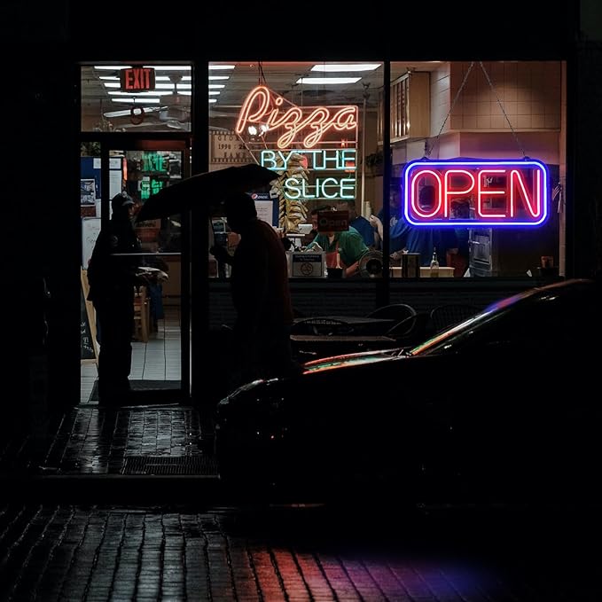 Open Signs for Business,32x16 inch Large Bright Open Sign Neon Led Lighted,Remote Control & Flashing Mode for Window Door Bar Coffee Salon Store,ON/OFF Switch B/Y