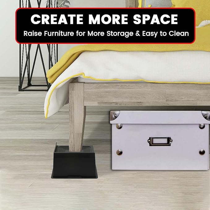 Bed Risers 6 Inch Heavy Duty, Oversized Furnitures Risers 6 inch Support 6000 lbs, Bed Table Rising Blocks, Fits for Couch, Sofa, Chair, Furniture Lifts 6 Pack（Black 6'' 6 Pack）
