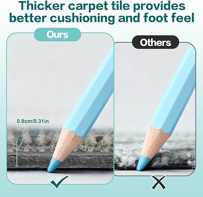 jxgzyy Commercial Carpet Tiles, 20×20 Inch, 0.31'' Padded Carpet Squares for Under Furniture, Non-Adhesive Carpet Flooring with Textured Silicone Back, Easy DIY, Renter-Friendly, 4 Pcs/10.8 Sqft
