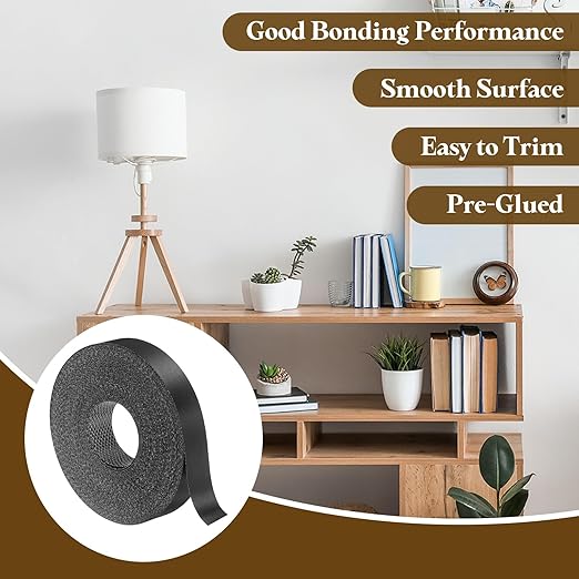 uxcell Black Edge Banding Tape, 7/8 Inch x 50ft Pre-Glued Flexible Veneer Edge Edging Strips Wood Tape for Cabinet Repair and Furniture Restoration