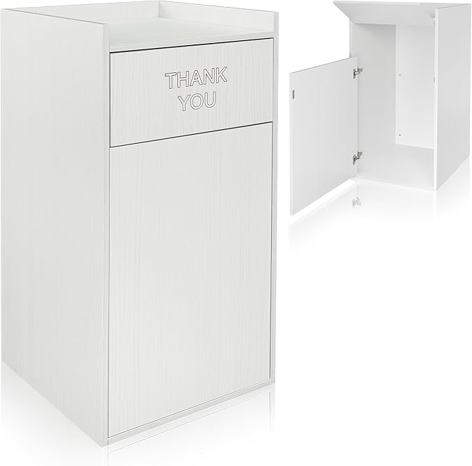 Alpine Restaurant Trash Can Cabinet - Commercial Trash Can 40 Gallon, Garbage Receptacle Indoor with Tray Holder for Restaurants, Cafeterias (White)