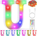 mooncow Rechargeable Light Up Letters,Colorful Marquee Letters with Remote,Gift Wrap Gifts,Bedroom Home Bar Party Decor (U)