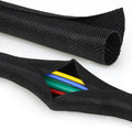 Split Braided Cable Sleeve，Flexible Wire Loom Tubing, Automotive Cord Protector Pet Proof, Cable Management for Computer TV Electric Wires Harness 16ft (Black, 13mm（1/2")
