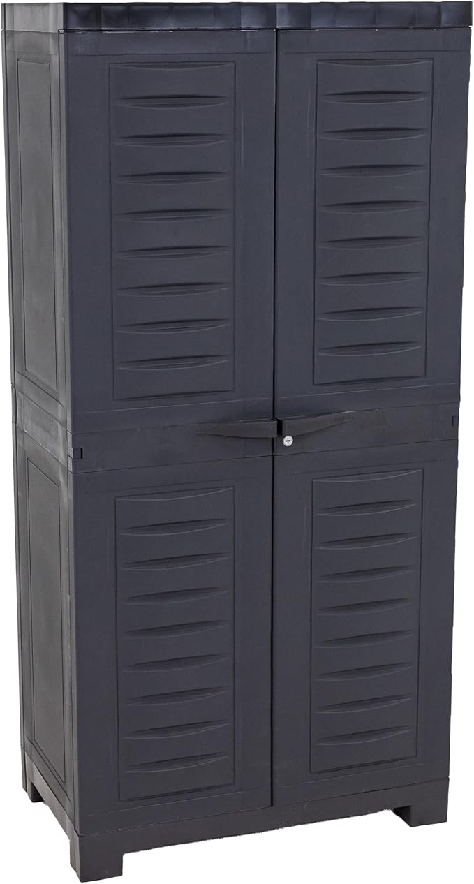 Sunnydaze Storage Cabinet - Plastic Storage Cabinet - 48.75" H - Garage, Office, Home, Laundry Room
