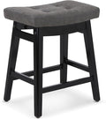 Counter Height Bar Stool Kitchen Counter Modern Backless Barstool with Upholstered Faux Leather Seat and Solid Wood Leg Farmhouse 24 inch Bar Chair, Grey + Black, 1pc
