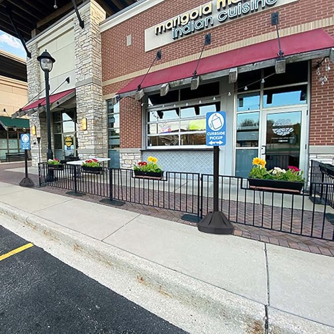 Plasticade Roll-A-Post Portable Sign Post with 60" Power Post Plastic Signpost, Designed for Schools, Sidewalks or Parking Lots, Durable and Resistant to Weathering, Yellow Base with Black Post