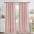 NICETOWN Thick Linen Blend Light Pink Sheer Curtains for Girls Room, Pleat Tape Semi Sheer Privacy Added with Light Filtering Window Treatments for Bedroom/Living Room, W52 x L108, 2 Panels