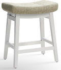 Counter Height Bar Stool Kitchen Counter Modern Backless Barstool with Upholstered Faux Leather Seat and Solid Wood Leg Farmhouse 24 inch Bar Chair, Light Grey + White, 1pc