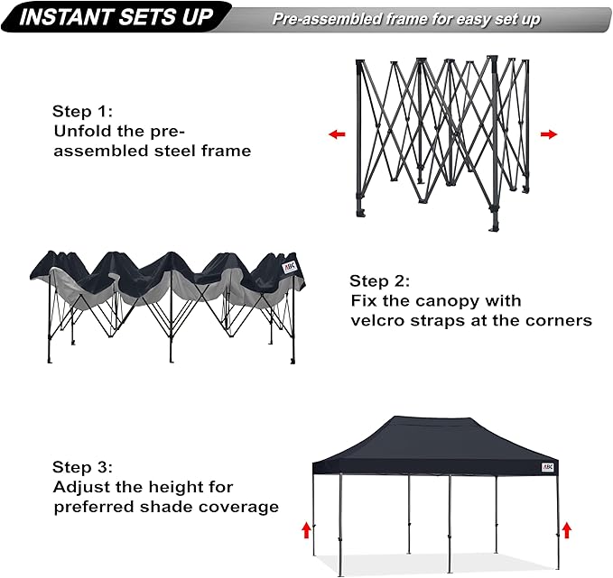 ABCCANOPY Patio Pop Up Canopy Tent 8x16 Commercial-Series (Black)