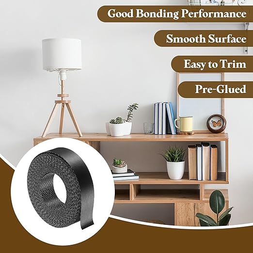 uxcell Black Edge Banding Tape, 7/8 Inch x 10ft Pre-Glued Flexible Veneer Edge Edging Strips Wood Tape for Cabinet Repair and Furniture Restoration