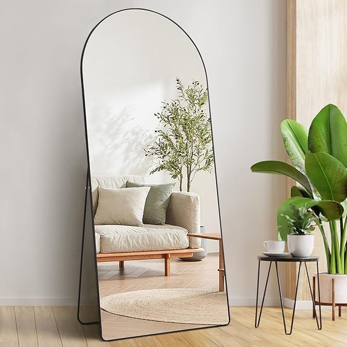 VEVOR Full Length Mirror, 71'' x 32'' Large Black Arched Floor Mirror with Stand Aluminum Alloy Frame, Free Leaning Hanging Wall Mounted, Full Body Mirror for Bedroom Living Room