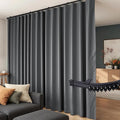 Room Divider Curtains Flexible Ceiling Tracks set Curtain track Ceiling Mount Blackout Curtain for Living Room Bedroom Ceiling Curtain Rod Privacy Dividers Panels W100 x H96 Grey Drape & Black rail