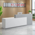 Wood Reception Desk Marble Stone with Checkout Retail Counter L Shaped Modern Mostrador para Negocio Office Desk Closed Front with Storage Drawers for Barber,Salon,Clothing Store
