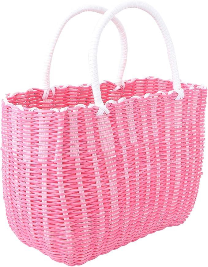Cabilock Market Basket Woven Straw Basket African Basket Straw Beach Bag Reusable Grocery Shopping Bag Tote Bag Big Capacity Travel Tote Purse