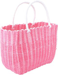 Cabilock Market Basket Woven Straw Basket African Basket Straw Beach Bag Reusable Grocery Shopping Bag Tote Bag Big Capacity Travel Tote Purse