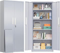 Greenvelly Metal Storage Cabinet, 63" H Locking Metal Storage Cabinet with Doors and 4 Shelves, Lockable Steel Cabinets for Kitchen, Bedroom, Living Room, Office (Dark Grey)