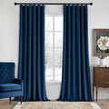 MIULEE Velvet Curtains 90 Inches Long 2 Panels Set for Bedroom, Pinch Pleat Back Tab Luxury Thermal Insulated Living Room Darkening Drapes Pleated Blackout Window Curtains with Hooks, Navy Blue