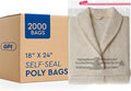 2000 Count - 18" x 24" Extra-Large Self Seal Poly Bags with Suffocation Warning, 1.5 Mil, Clear Polybags with Resealable Adhesive Strip for Shipping & Packaging Clothing, T Shirts & Sweaters. GPI