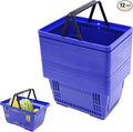 12PCS Shopping Baskets with Handles, Portable Wire Shopping Basket,Open&Stackable Design for Supermarket, Retail, Bookstore (Blue).