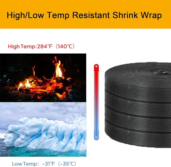Heat Shrink Braided Sleeving 2:1 Shrinkable Fabric Cable Sheathing Wire Tubing Management Abrasion Protectors Flexibility 3/4" ID-24FT