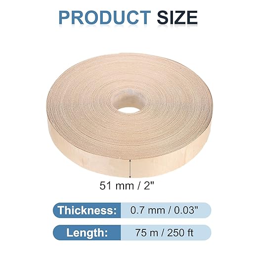 PATIKIL Maple Edge Banding, 2 Inch x 250 ft Wood Veneer Tape Pre-glued Flexible Plywood Edge Banding with Hot Melt Adhesive for Furniture Restoration