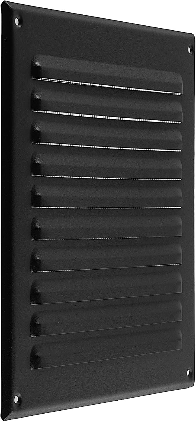 Vent Systems 8 x 8 Inch (Inner) - Pack of 2 - Black Metal Soffit Vent Cover - Durable Square Air Vent Grille with Mesh Screen - Weather Resistant Ventilation Grill - Wall & Ceiling, Indoor & Outdoor