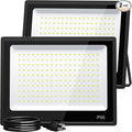 XXBSAZ 2 Pack 150W LED Flood Lights Outdoor, 18,000LM Plug-in Hardwire Work Light IP66 Waterproof - 6500K Daylight Bright for Yard, Garage, Stadium