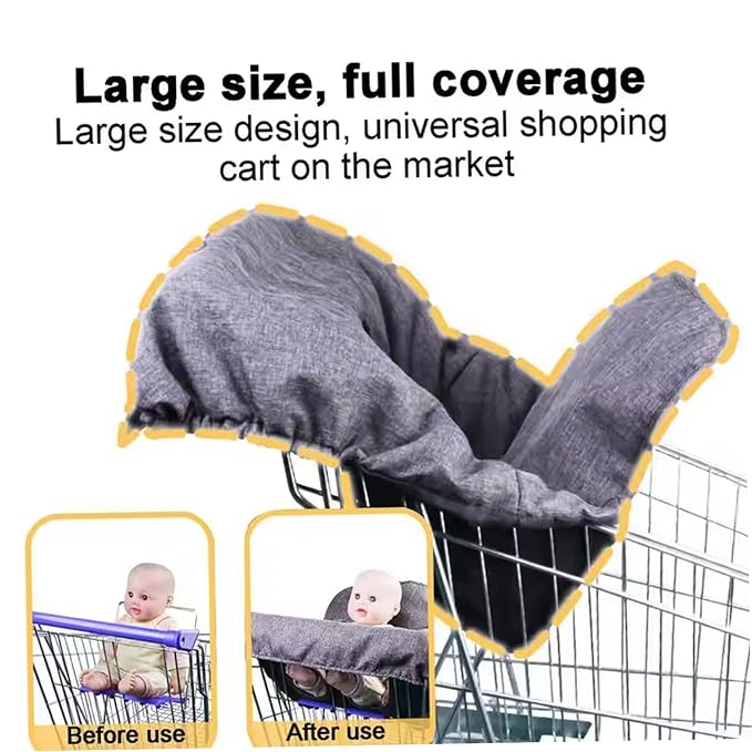 Baby Shopping Cart Cover, Polyester Foldable High Chair Cover, Infant Grocery Cart Cushion Liner with Storage Pouch for Infant, Toddler