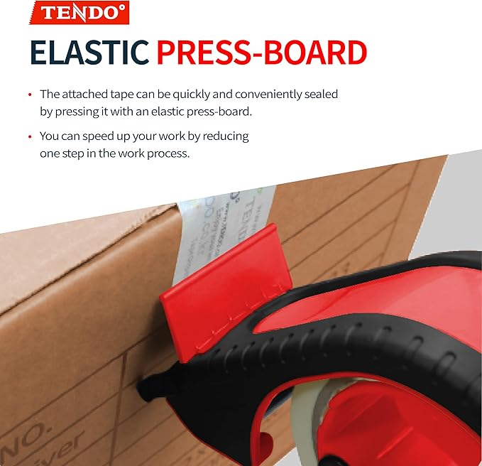 Heavy Duty Shipping Tape Dispenser: TENDO° Essential Line – Reusable, Replaceable, Eco-Friendly 2’’ Master Piece Dispenser for Pros with Patented 10° Sloped Chromium Blades - P-2200 (4th Gen.)_Red