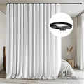 Room Divider Curtains with Flexible Ceiling Tracks Set,Blackout Curtain Ceiling Mount Curtain Track Privacy Room Dividers Ceiling Track Curtain Rod(White Drape & Black Rail W 10 × H 9 FT)