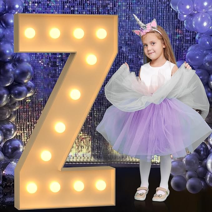 Marquee Letters 4 Feet Tall, 4FT Large Light up Letters Z, Big Sign Z with Warm White Light for Birthday Wedding Proposal Engagement Graduation Party Backdrop Decorations