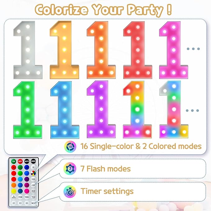Marquee Numbers Colorful 21st Birthday Decoration: 4FT Large Light Up 21 Year Old Birthday Decorations Anniversary Backdrop Cardboard Sign 18 Colors Number 21 Mosaic Balloon Frame