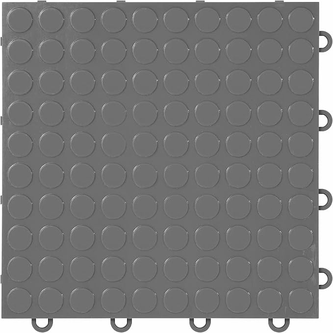 IncStores FlooringInc's Nitro 12"x12" Snap-Together Garage Flooring Tiles, Non-Slip Interlocking Plastic Floor Mat, Garage Organization & Storage, Coin Pattern, Graphite, 52 Tiles, 52 Sq/Ft