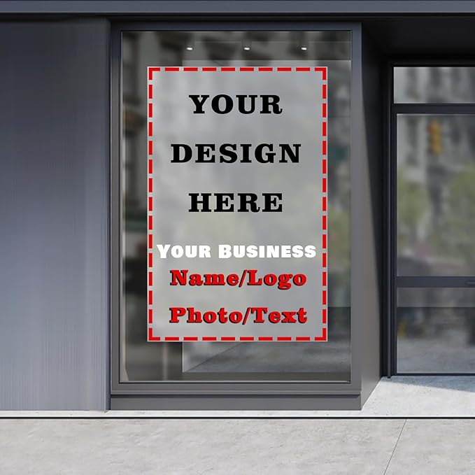 Custom Business Window Film, Custom Signs, Business Windows Graphics Decal, Personalized Frosted Window Advertising Sticker, Design Photos and Text Window Film 18 x 79in