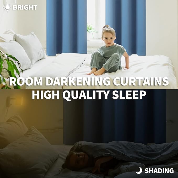 BGment Blackout Curtains for Bedroom - Grommet Thermal Insulated Room Darkening Curtains for Living Room, Set of 2 Panels (38 x 84 Inch, Faded Denim)