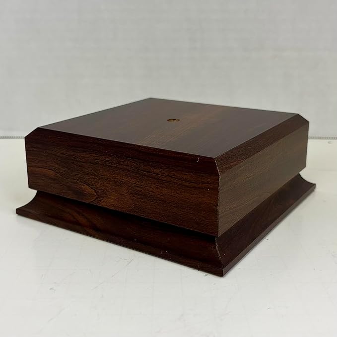 Display Base Pedestal Cherry Finish with 5/16" Center Hole – Square Stand Blank for Trophies, Figurines, 3D Prints, DIY Projects – Available in Multiple Sizes (5 1/2"Lx5 1/2"Wx2 1/8"H)