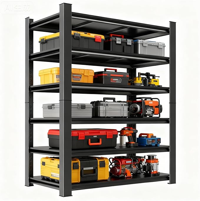 Adjustable 6-Tier Garage Shelving, Heavy Duty Steel Storage Rack, High Load Capacity, Ideal for Garage, Warehouse, or Home Organization (6-Tier 82" H x 40" W x 18" D)